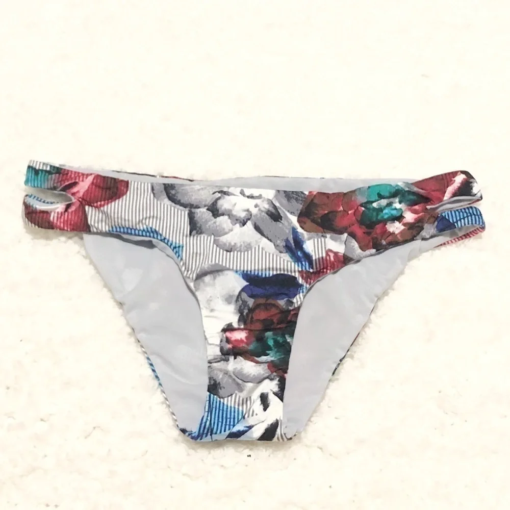 🆕 Bikini Lab floral stripe cut out swim bottoms - Picture 2 of 7
